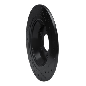 Ford Mustang Brake Rotor (1) - Rear Left - R1 Concepts - Drilled & Slotted - Black - `15-`23